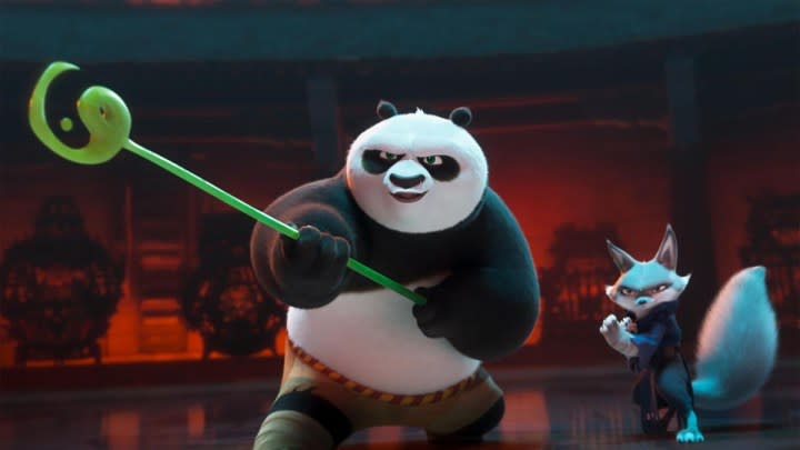 Po and Zhen in Kung Fu Panda 4.