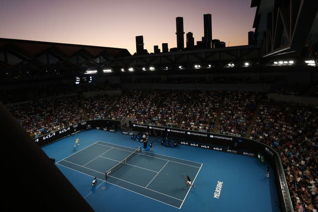 <p>Julian Finney/Getty</p> General view of Margaret Court Arena in the round two singles match between Jordan Thompson of Australia and Stefanos Tsitsipas of Greece during the 2024 Australian Open