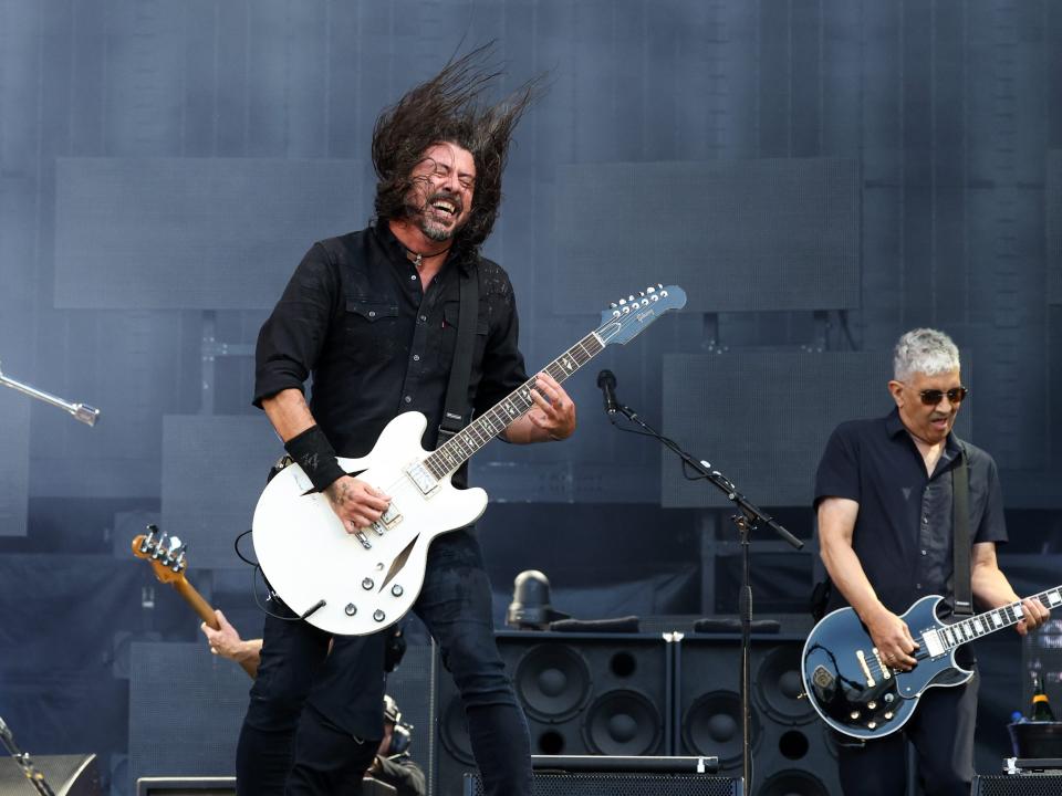 Dave Grohl and Pat Smear at the Foo Fighters gig at London Stadium.