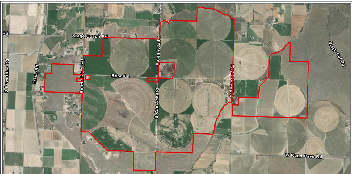 A map of the proposed Powers Butte Energy Center south of Kuna.