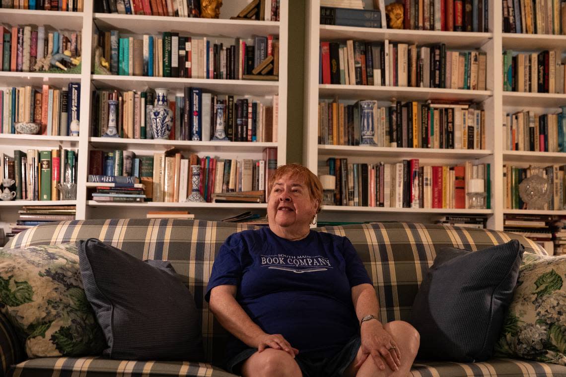 Ruth Moose, author and former UNC-Chapel Hill professor, sits for a portrait at her home in Albemarle, N.C. Since retiring, Moose continues to write, having recently released her book The Goings on at Glen Arbor Acres.