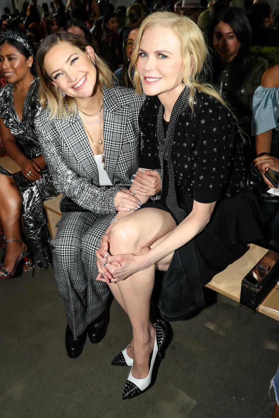 Kate Hudson and Nicole Kidman buddy up on Wednesday in the front row of the Michael Kors Collection show during New York Fashion Week.