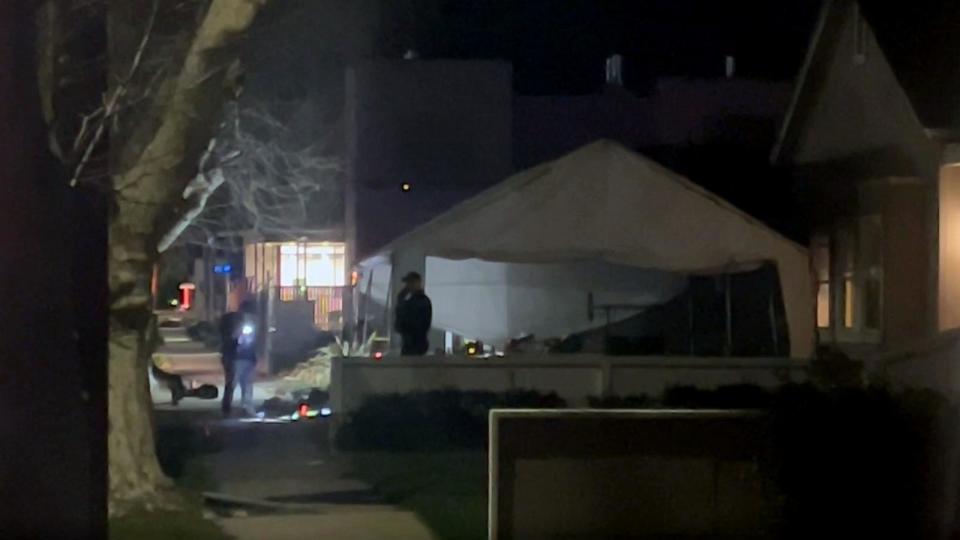 PHOTO: Law enforcement investigators work at the scene of a shooting at party in King City, Calif., in this screenshot of a video from ABC News affiliate station KSBW. (KSBW)