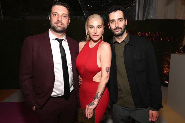 Michael Kovac/Getty Images Lagan Sebert, Kesha and Riccardo Maddalosso