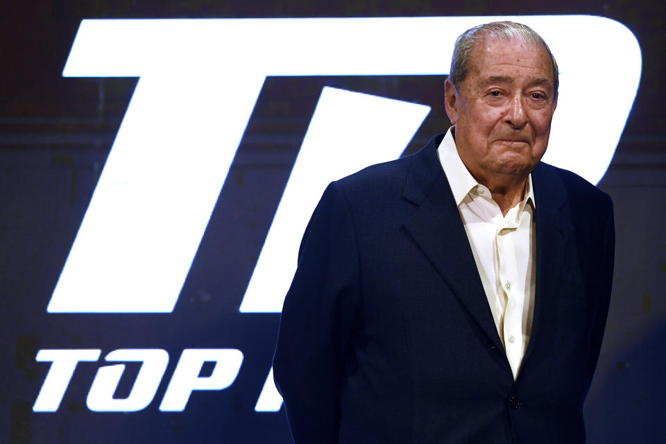 NEW YORK, NEW YORK - APRIL 19: Top Rank boxing founder Bob Arum looks on during the weigh-in for welterweight fighters Terence Crawford and Amir Khan of the United Kingdom at Madison Square Garden on April 19, 2019 in New York City. (Photo by Sarah Stier/Getty Images)