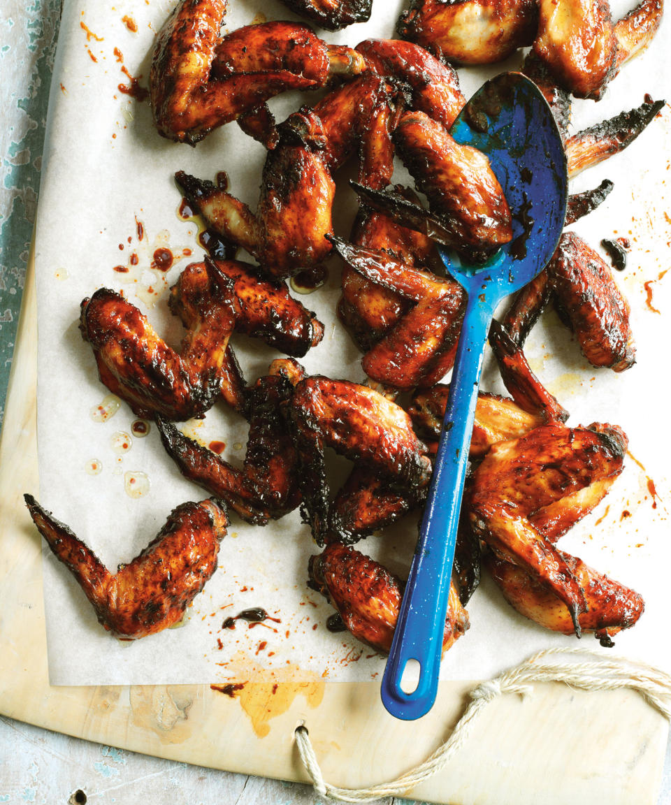 BBQ sauce coated chicken wings