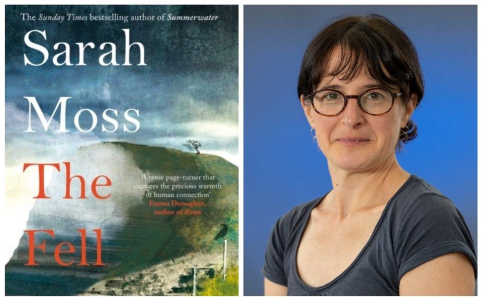 Sarah Moss and the book cover of The Fell - Picador/Getty Images
