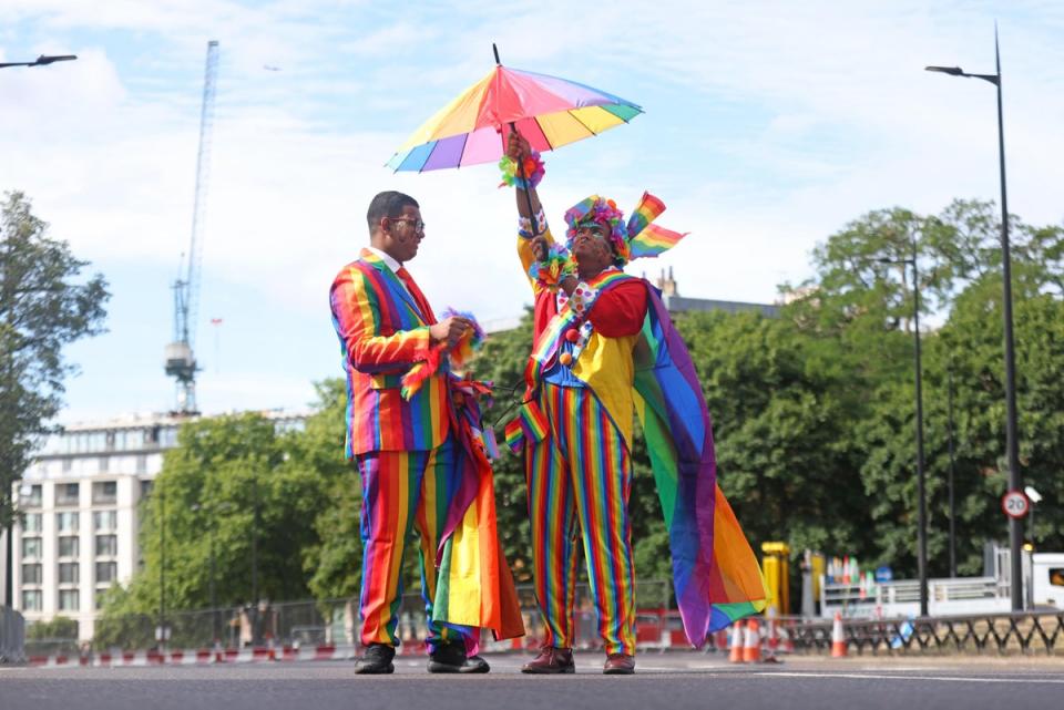 Crowds have gathered for the Pride in London parade (James Manning/PA) (PA Wire)