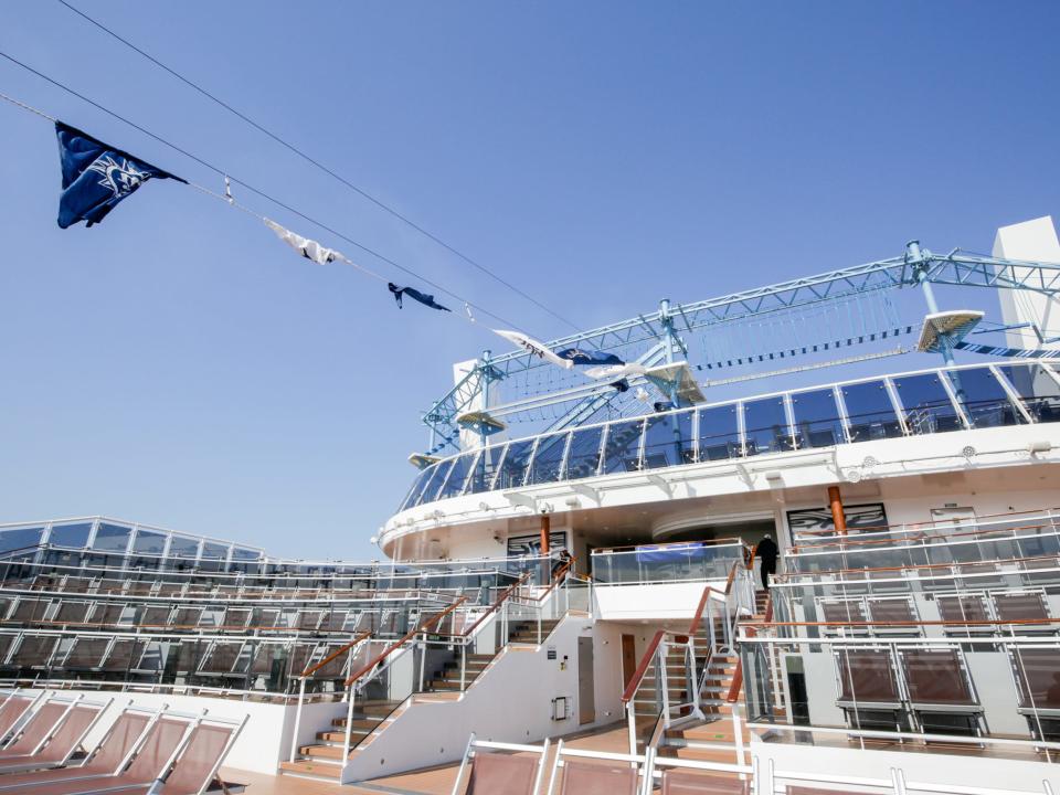 An empty outdoor deck in the MSC Meraviglia