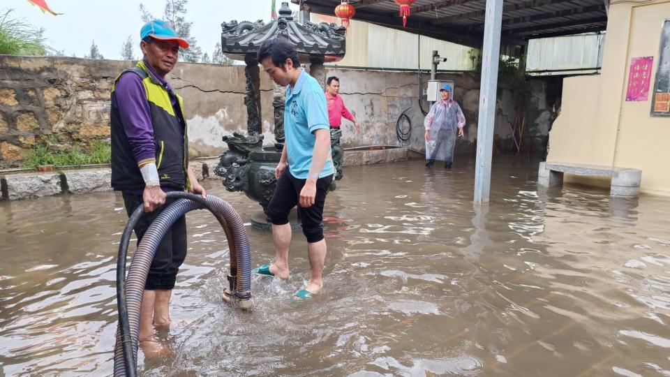 金門金城後豐港來鳳宮因地勢低漥淹水（圖／東森新聞）