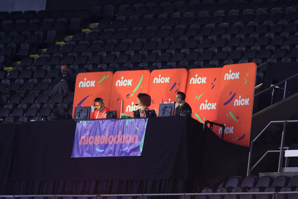 The Nickelodeon NFL broadcast was full of color and slime. (Chris Graythen/Getty Images)