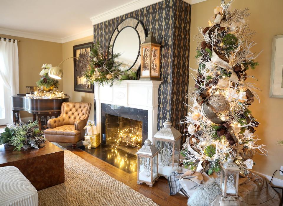 Living room at Chestnut Hall in Prospect. Chestnut Hall is the Holiday Designer Show House and each room of the home represents a different designer/decorator. This room was designed by Cherry House