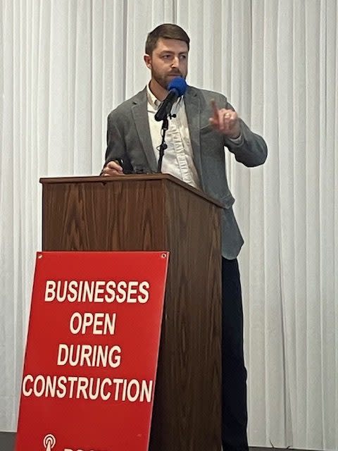 Rock Island Downtown Alliance executive director Jack Cullen emphasizes the downtown business will stay open during construction, April to December 2024 (photo by Jonathan Turner).