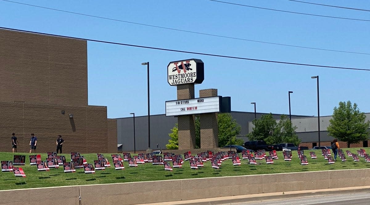 Westmoore High, as it appeared in May 2022, was the school Kaleb Newport and Nathan Nguyen, both 18, were attending at the time of their deaths in a car crash Sunday.