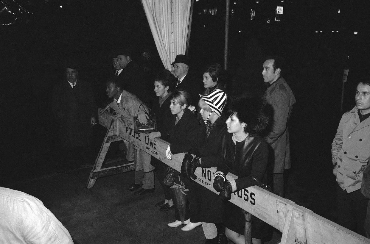 The scene outside New York’s Plaza Hotel where writer Truman Capote held his exclusive Black and White Ball on Nov. 28, 1966.<span class="copyright">AP</span>