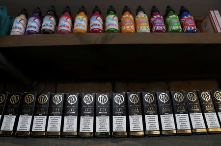 E-liquids on sale are seen at a House of Vapes store, in London, Britain August 17, 2018. REUTERS/Peter Nicholls