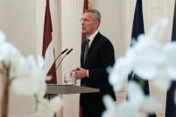 Latvian President Egils Levits meets NATO Secretary General Jens Stoltenberg, in Riga