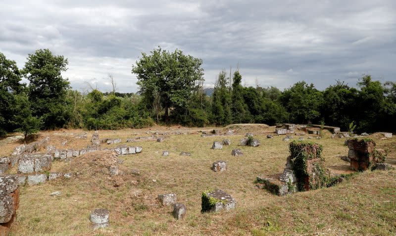 View shows the remains of the ancient Roman city of Falerii Novi near Rome