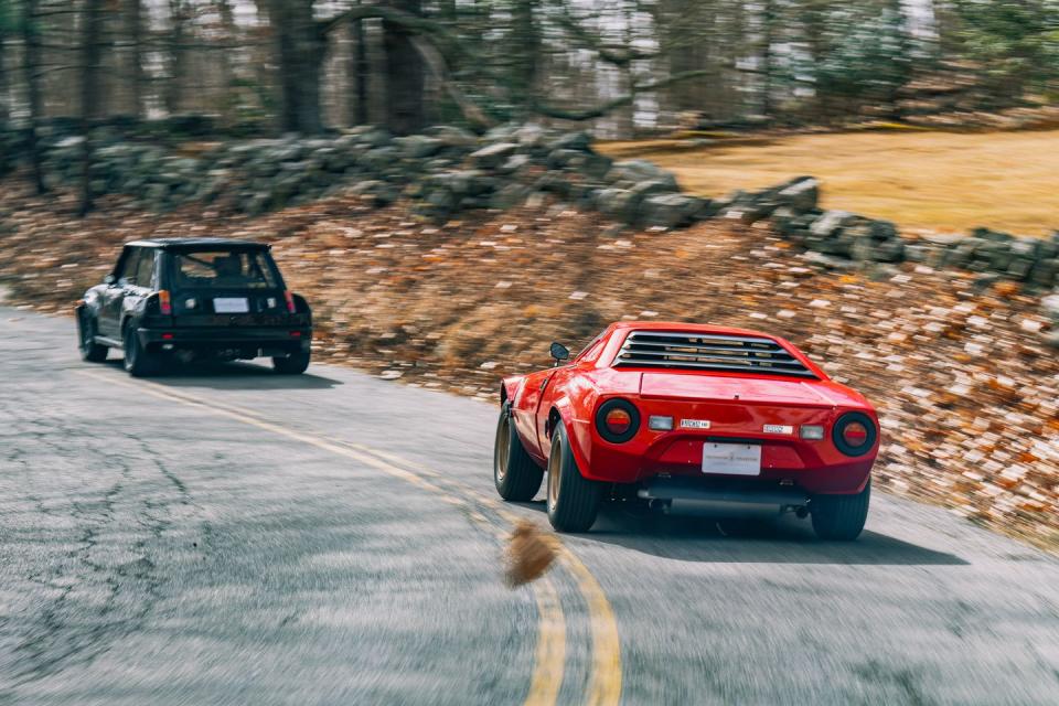 <p>Lancia Stratos and the Renault 5 Turbo II</p>