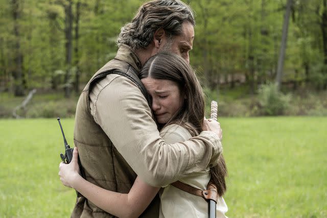 <p>Gene Page/AMC</p> Andrew Lincoln and Cailey Fleming on 'The Walking Dead: The Ones Who Live'