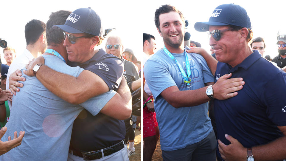 World No.3 golfer Jon Rahm (pictured left) his friend Phil Mickelson (pictured right) after he won the US PGA Championship.