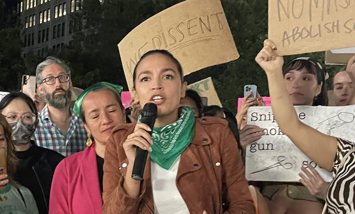 Rep. Alexandria Ocasio-Cortez at a pro-abortion rally in New York City. (The Independent)