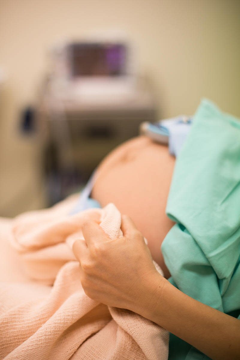 woman in labor in the hospital