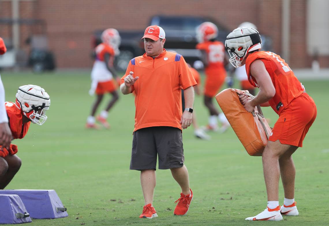 Clemson’s Wes Goodwin at the Tigers’ first practice of 2022 camp on Friday, Aug. 5.