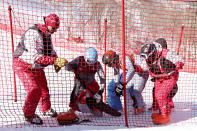 <p>Pavel Trikhichev of Russia crashes out during the Alpine Skiing Men’s Combined at Jeongseon Alpine Centre on February 13, 2018 in Pyeongchang-gun, South Korea. (Photo by Alexis Boichard/Agence Zoom/Getty Images) </p>