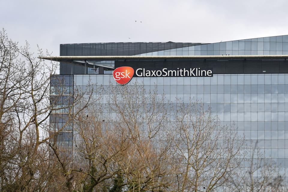 British multinational pharmaceutical company GlaxoSmithKline (GSK) on top of its headquarters in London