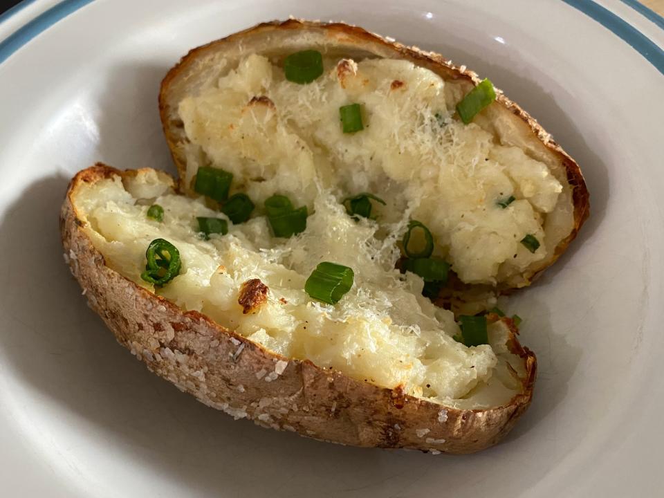 twice baked potato in a bowl