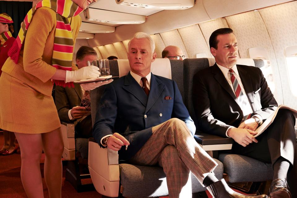 John Slattery (left) and Jon Hamm reprise their "Mad Men" roles in Jerry Seinfeld's 1960s-set Pop-Tarts movie "Unfrosted."