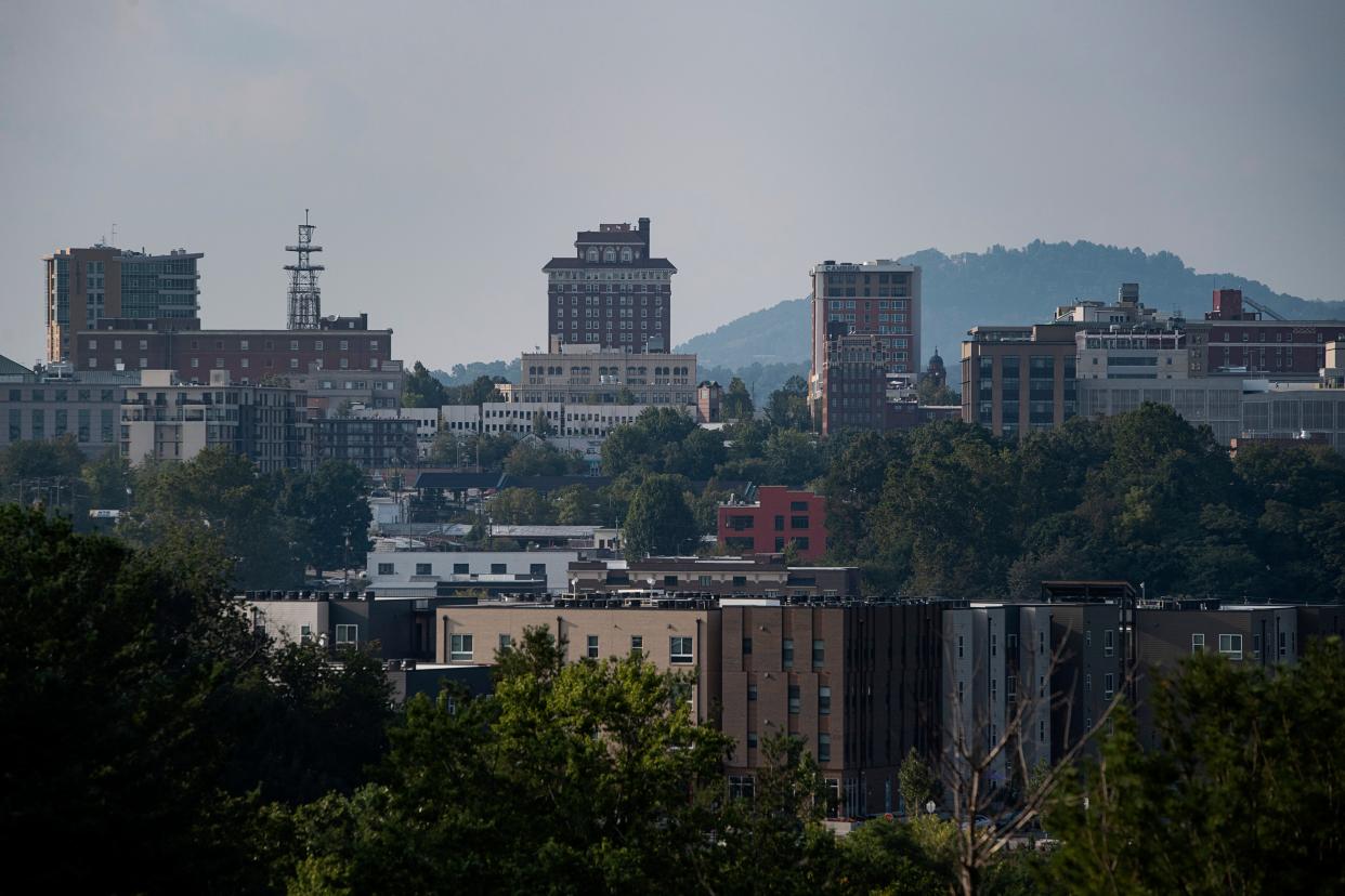 The skyline of the City of Asheville from Mission Hospital, August 22, 2023.