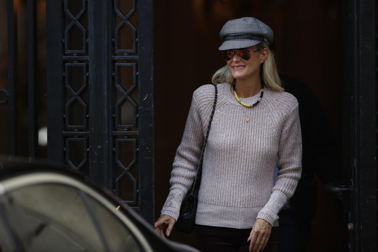 Laeticia Hallyday is coming out of an appointment with their lawyer Ardavan Amir-Aslani in Paris, France on October 17, 2018. (Photo by Mehdi Taamallah / NurPhoto via Getty Images)