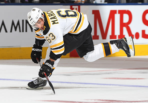 TORONTO, ON - OCTOBER 15: Brad Marchand #63 of the Boston Bruins skates against the Toronto Maple Leafs during an NHL game on October 15, 2016 at the Air Canada Centre in Toronto, Ontario, Canada. The Leafs defeated the Bruins 4-1. (Photo by Claus Andersen/Getty Images)