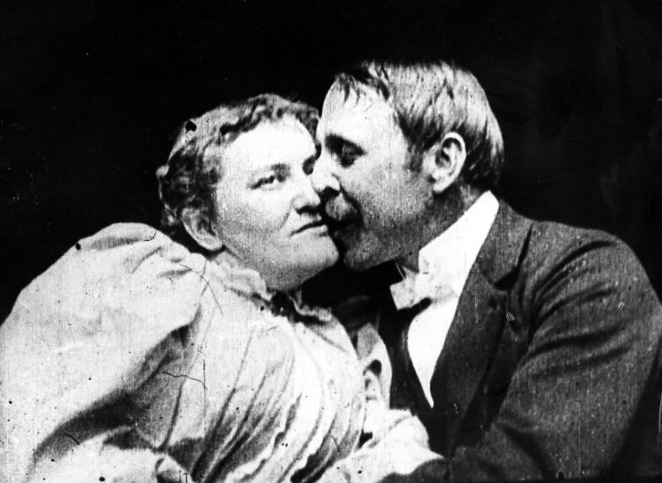 <b>The Kiss (1896)</b><br> <b>Scene:</b> At 47-seconds long, the first kiss ever captured on film was actually a pretty bad one.<br> <b>Offense:</b> Side-mouth contact and distracting, mid-kiss chatter