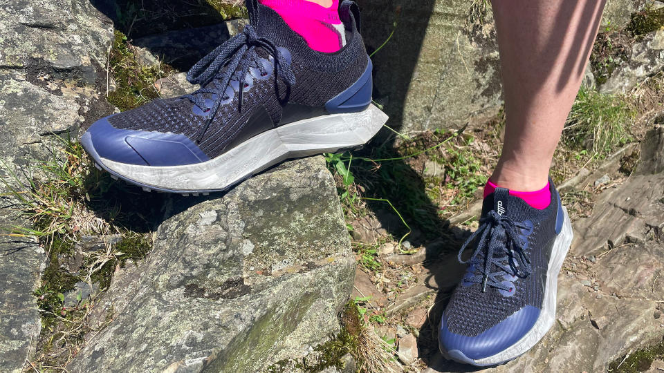 Woman wearing Allbirds Tree Flyer 2 on the trail