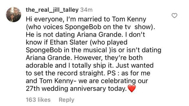 <p>Jill Talley Instagram</p> Jill Talley's comment on Instagram