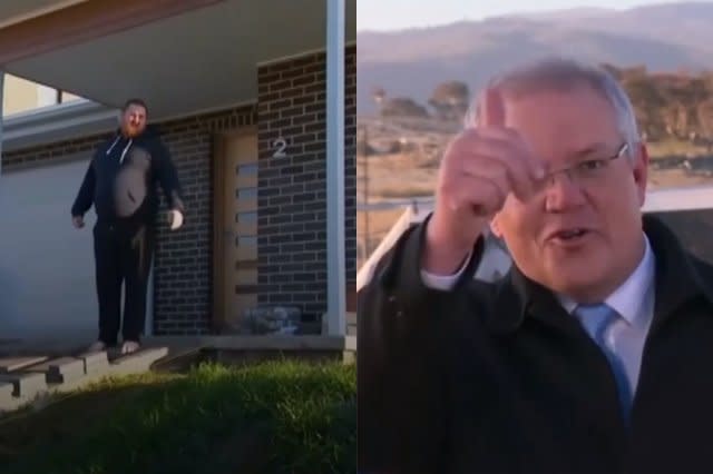 Australian PM interrupted by man asking journalists to get off his lawn