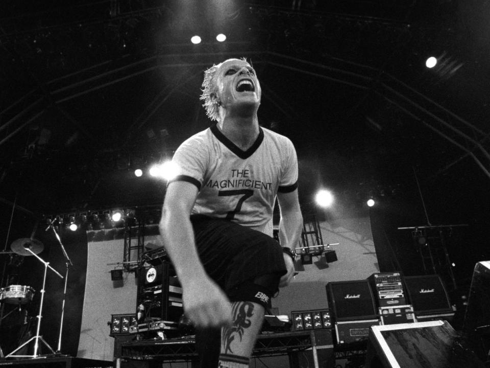 Keith Flint of The Prodigy performing in 1997 (Michael Wylie/Pymca/Shutterstock)