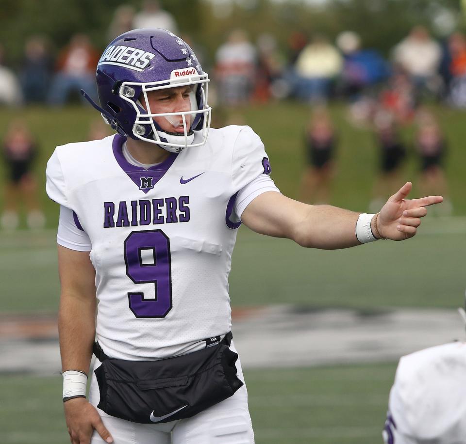 Braxton Plunk threw for two touchdowns and ran for a third in the Purple Raiders' loss to North Central in the Stagg Bowl on Friday night.