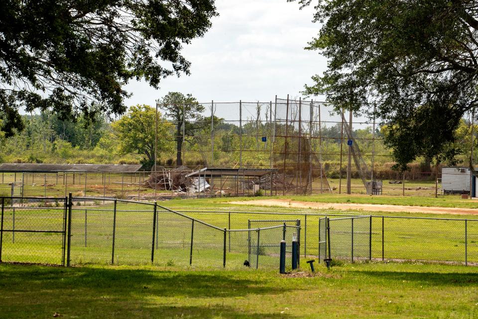 Baseball field on the lower southwest corner of the property, near the canal between lakes Lulu and Shipp, have had problems with flooding over the years. Four new, collegiate, artificial-turf fields will be built on the upland portion, which includes the area where the stadium is now.