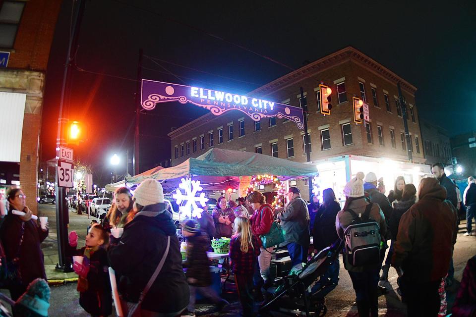 Lawrence Avenue in Ellwood City was lined with people for the tree-lighting ceremony as part of the community’s Light Up Night in 2018.