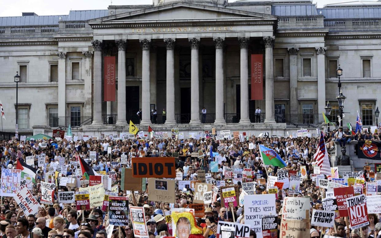 Protesters gather in Trafalgar Square  - AFP