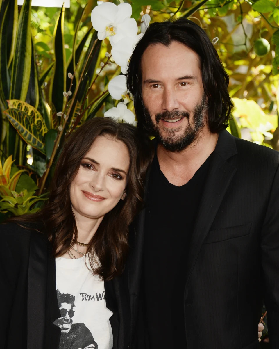 LOS ANGELES, CA - AUGUST 18: Actress Winona Ryder (L) and actor Keanu Reeves attend a photo call for Regatta's 