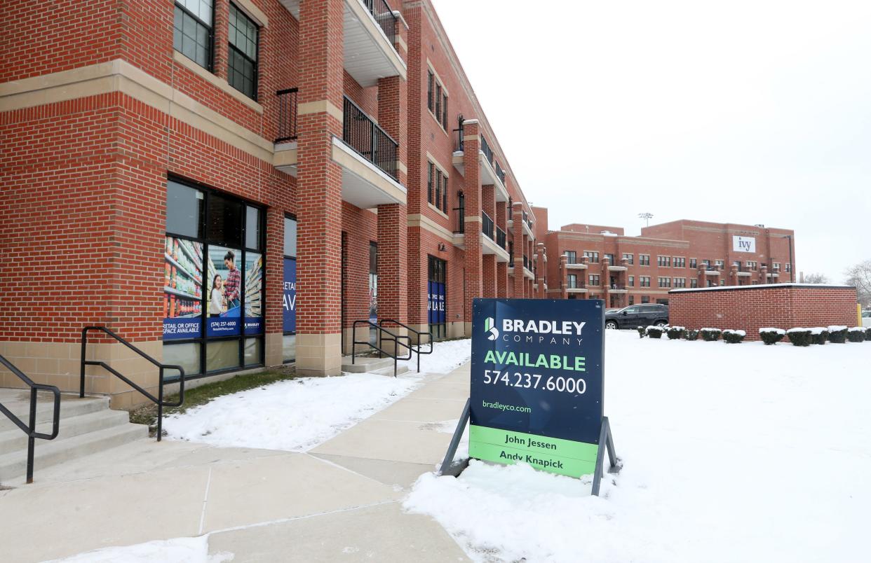 The Bradley Company sign sits outside the Ivy at Berlin Place apartment complex along Western Avenue in south Bend. The building is managed by The Bradley Company.