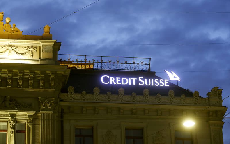 FILE PHOTO: Logo of Swiss bank Credit Suisse is seen in Zurich