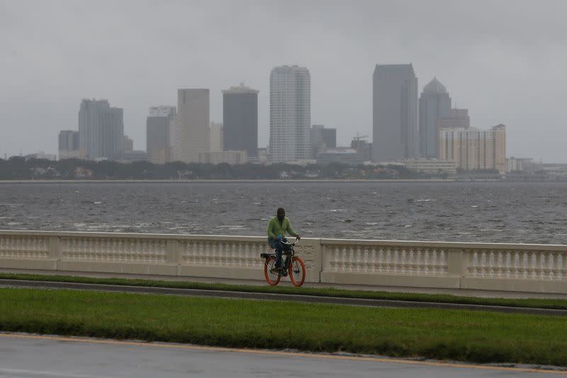 FILE PHOTO: The Tampa skyline is seen before the arrival of Hurricane Irma in 2017