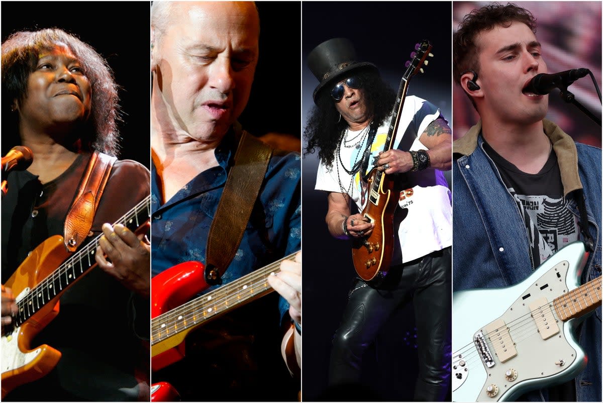 L-R: Joan Armatrading, Mark Knopfler, Slash and Sam Fender (Getty)