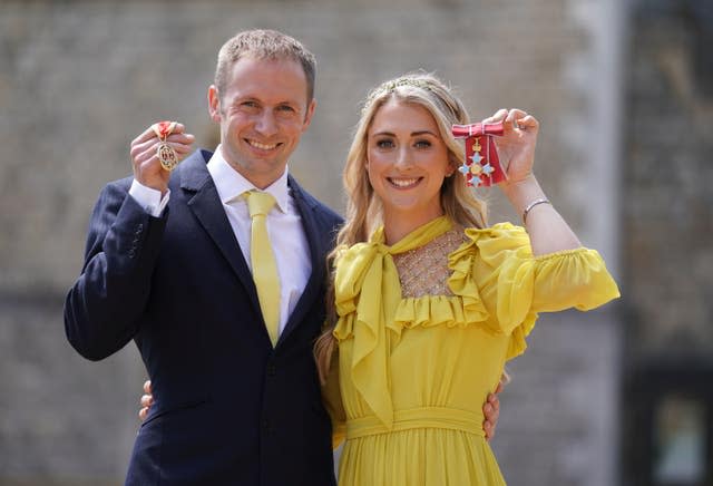 Sir Jason and Dame Laura Kenny at Windsor Castle